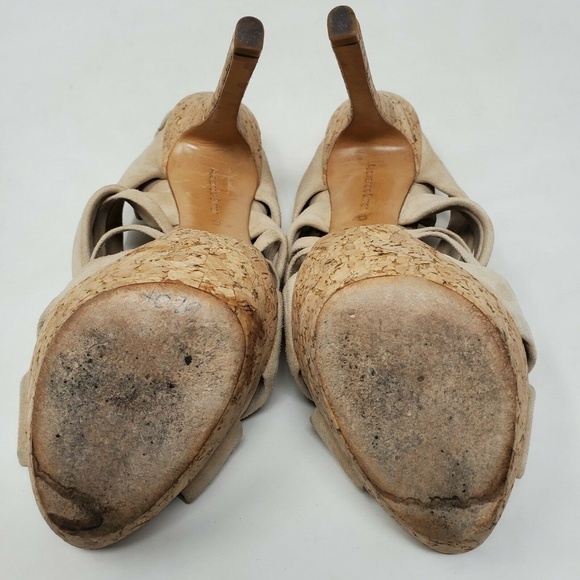 Alexandre Birman Bow Suede Nude Beige Heels - Picture 9 of 10